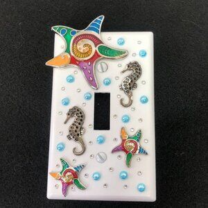 💕2/$25💕 Starfish & Seahorses Multicolored Light Switch Plate Cover Handcrafted
